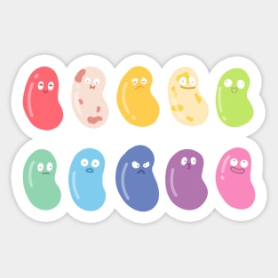 Rainbow jelly beans with funny faces Sticker